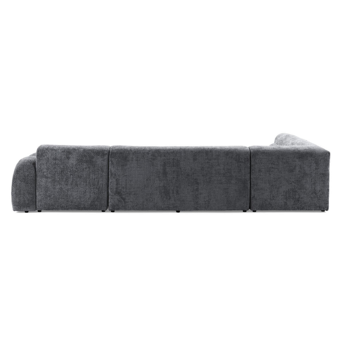 6-SITZER modulares Wohnlandschaft U XXL VEER SET 3 Links, 368 x 200 cm, Chenille Webstoff Dunkelgrau - Dunkelgrau/Schwarz, Holz/Kunststoff (368/75/200cm) - Muffo