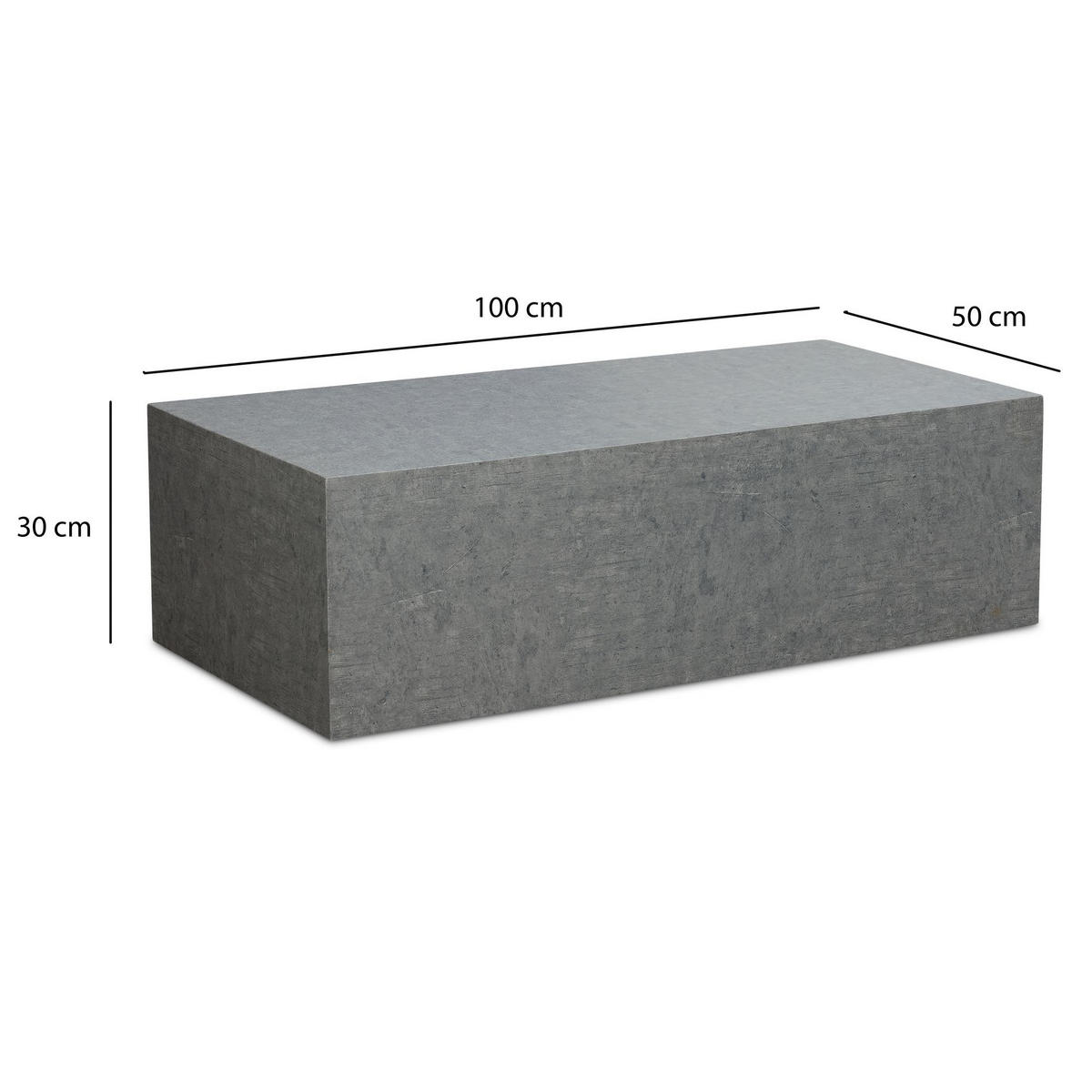 COUCHTISCH Würfelform in Beton-Optik – minimalistisches Design, Grau 100x50x30 cm - Grau, Holzwerkstoff (50/100/30cm) - KADIMA DESIGN