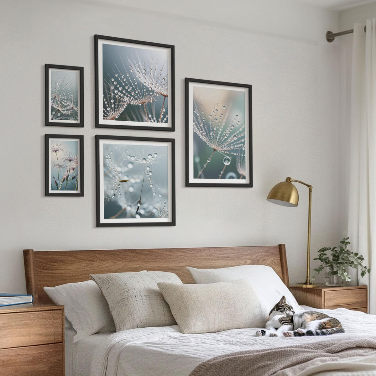 BILDER SET 5er Set - 50x50 cm & 20x30 cm & 40x60 cm Schwarzer Rahmen - Lineare abstrakte Motive - Schwarz, Kunststoff (40/60cm) - TULUP