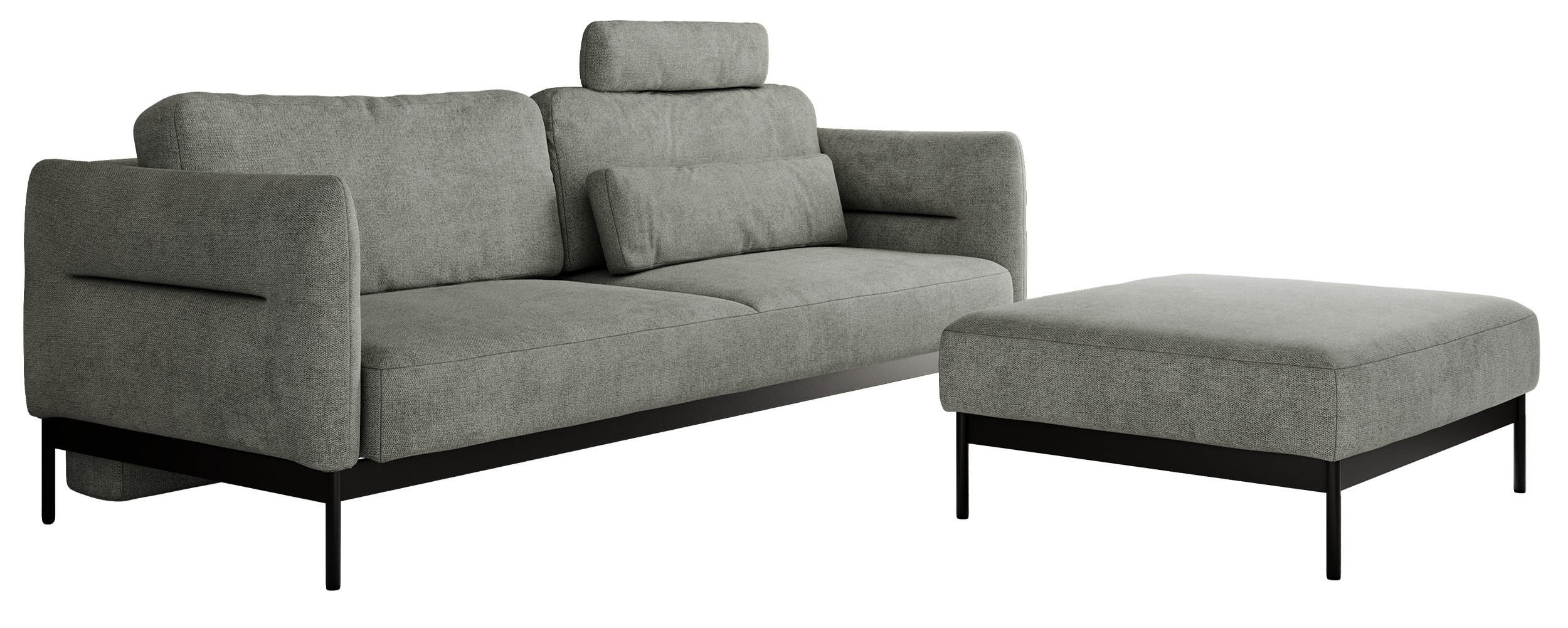 SCHLAFSOFA SALENTO Grau Struktur - Schwarz/Grau, Textil/Metall (221/82/193cm) - MKS