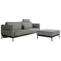 SCHLAFSOFA SALENTO Grau Struktur - Schwarz/Grau, Textil/Metall (221/82/193cm) - MKS