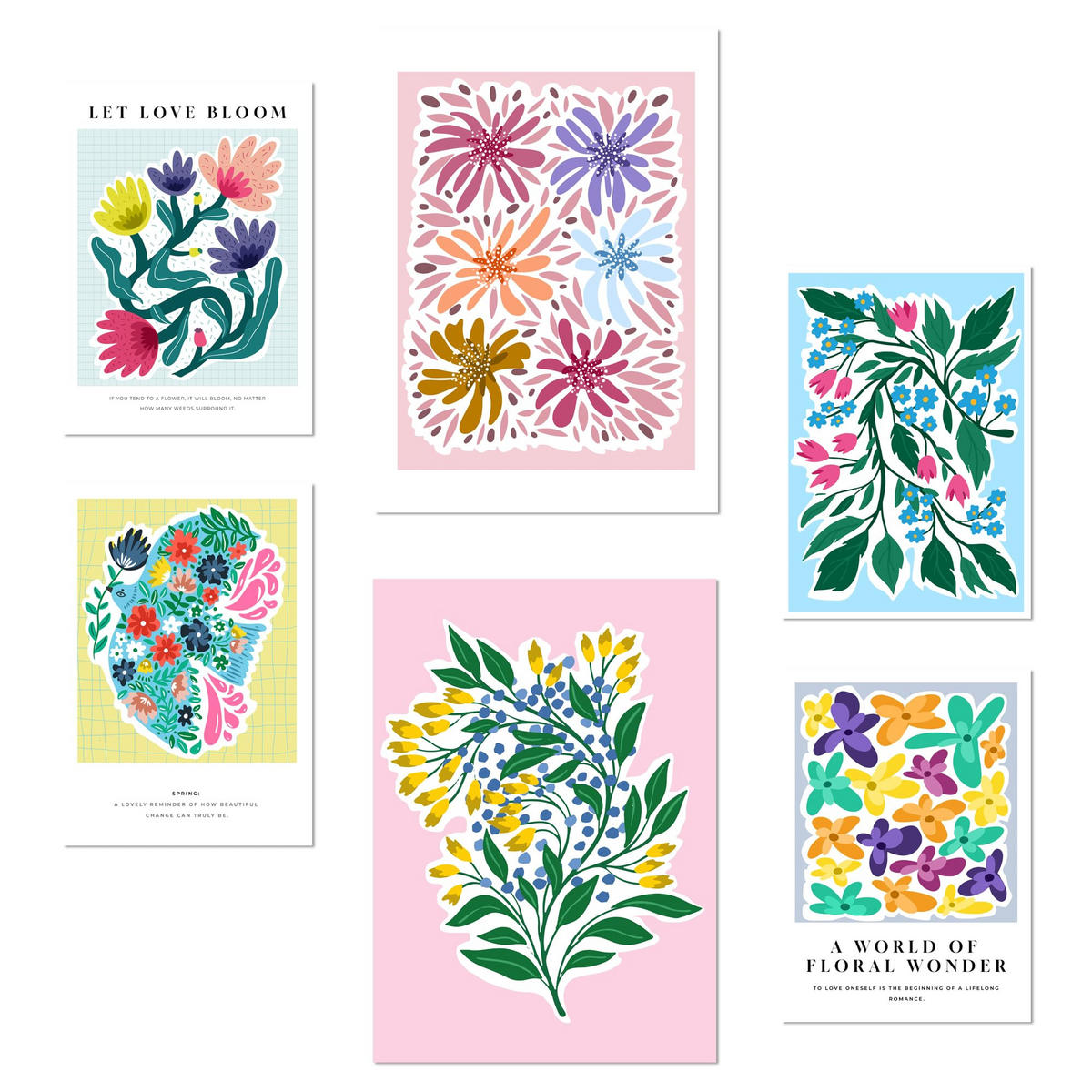 POSTER Set Mit 6 Botanica Schönen Sommer A3 & A4 Rahmenlos - Klar, Papier (29/3cm) - Nacnic