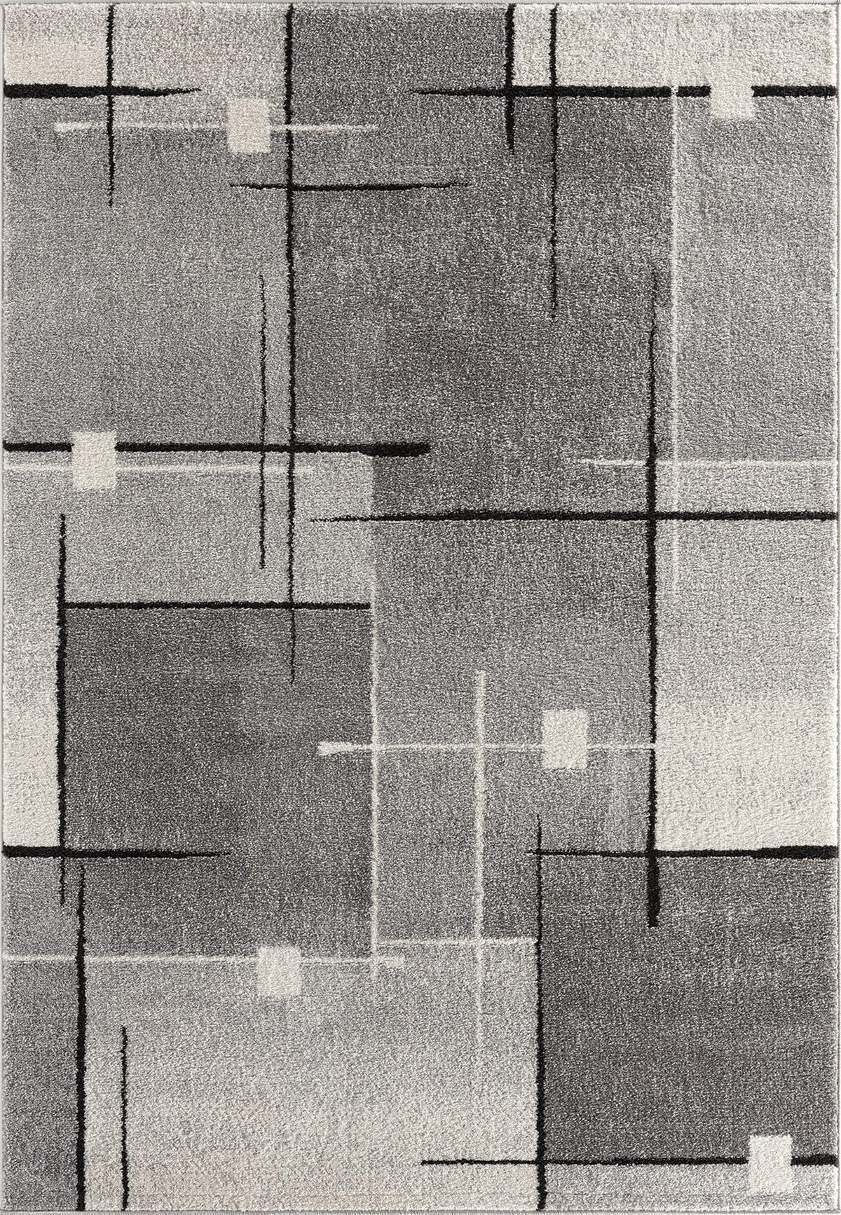 TEPPICH Niederflor Patchwork THUR Polypropylen Grau 80 x 140 cm - Grau, Textil (140/200cm) - KADIMA DESIGN