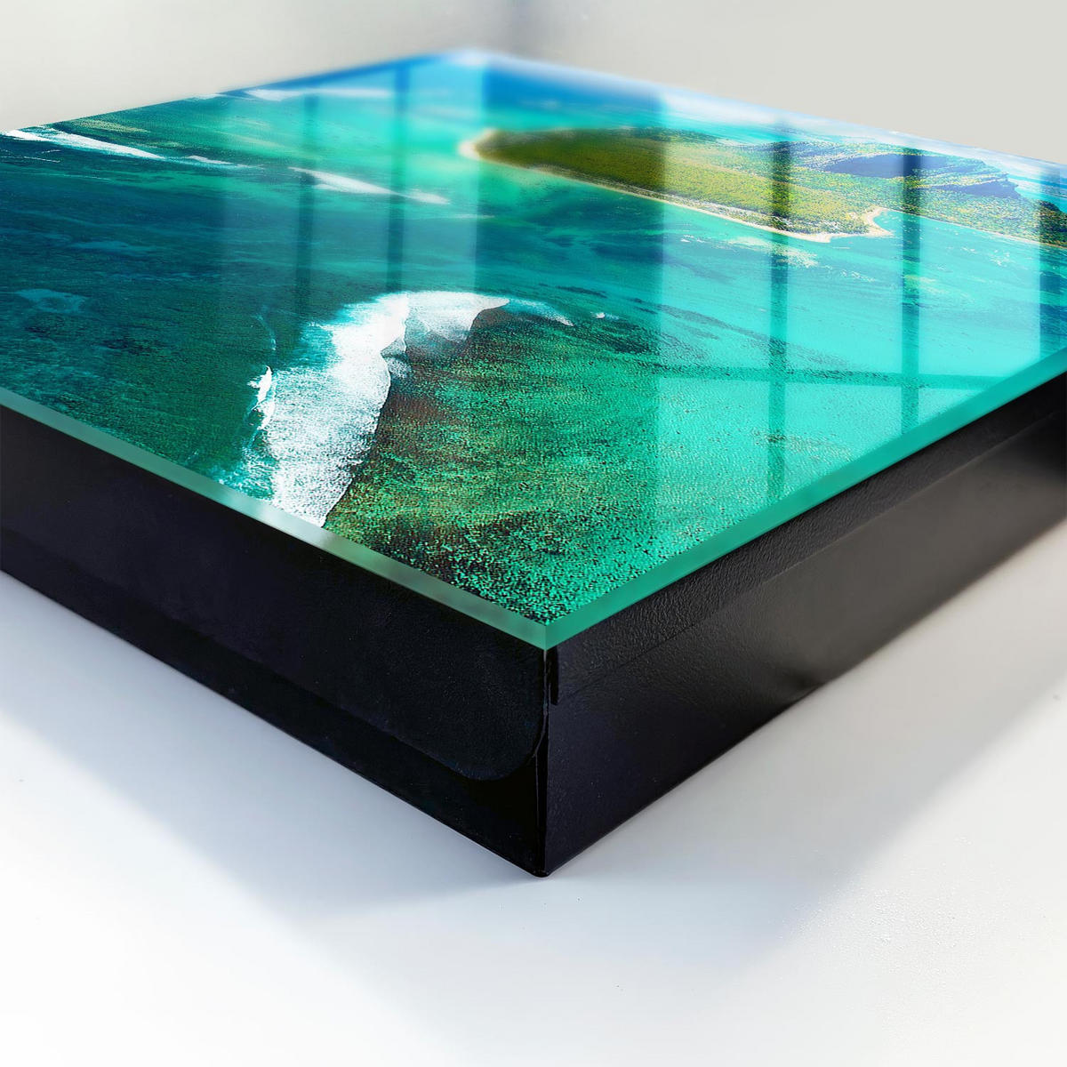 SCHLÜSSELBOX Schwarz 30x30 cm- Türöffnung nach rechts - Tropisches Paradies - Türkis, Metall (30/30/5cm) - TULUP