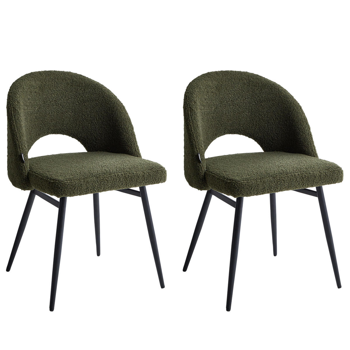 ESSZIMMERSTUHL 2er-Set Dunkelgrün Onaga - Dunkelgrün/Schwarz, Textil (52/77/56cm) - Beliani