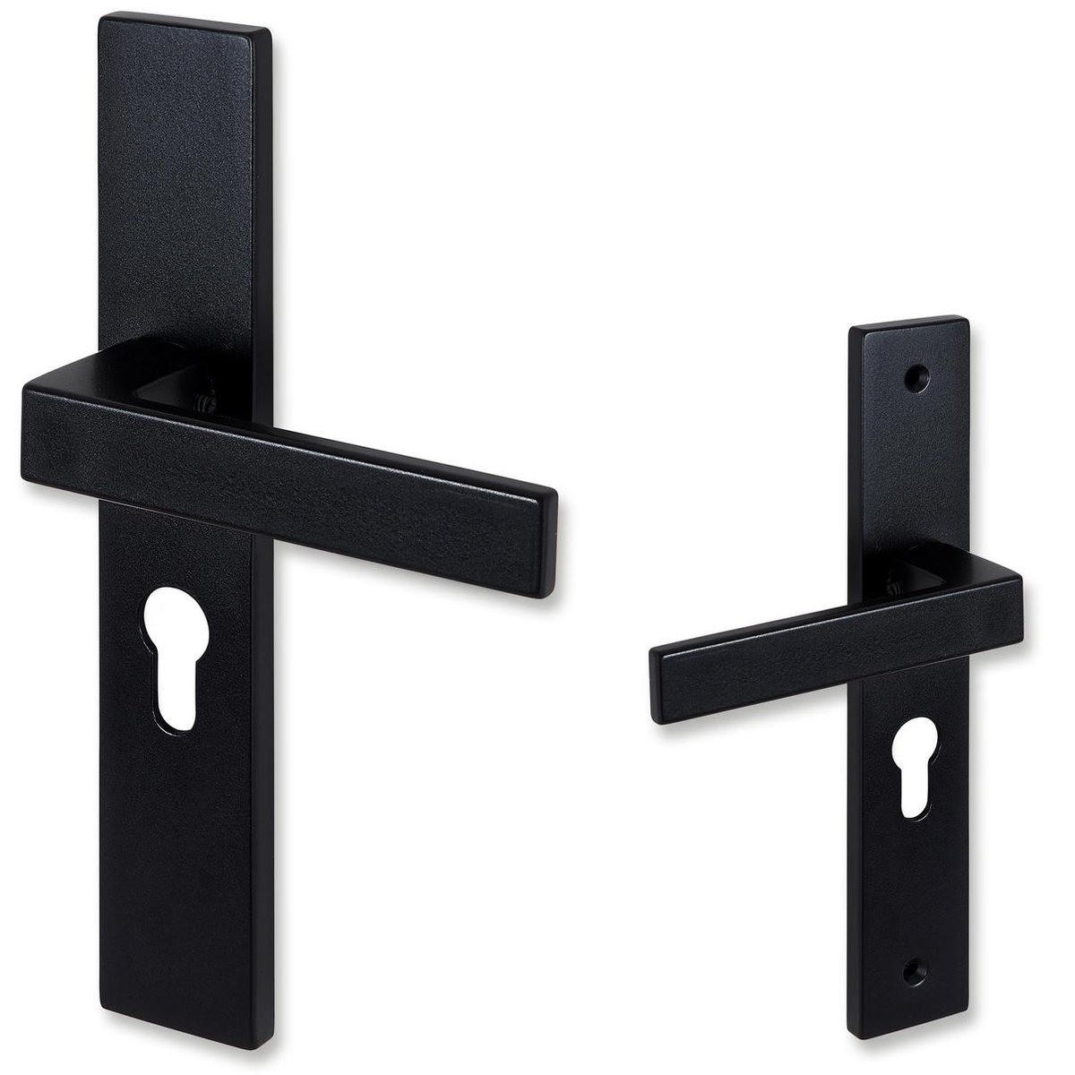 TÜRGRIFF Matt Schwarz auf Schild Profilzylinder 72 mm - Schwarz, Metall (40/5.5/23cm) - MCBOSON