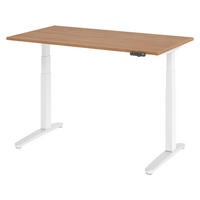 SCHREIBTISCH elektrisch XBHM 80/140/74 cm in Nussbaumfarben/Weiß/Alu poliert - Silberfarben/Nussbaumfarben, Holzwerkstoff (80/140/74cm) - bümö