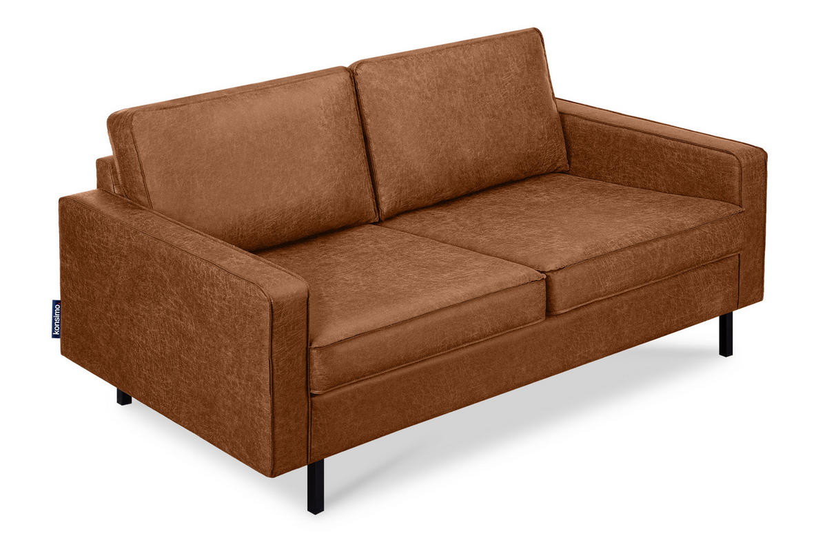 2-SITZER-SOFA INVIA Klassische-Stil mit Armlehnen, Lederoptik-Stoff, rot - Rot/Schwarz, Textil (164/87/98cm) - KONSIMO®