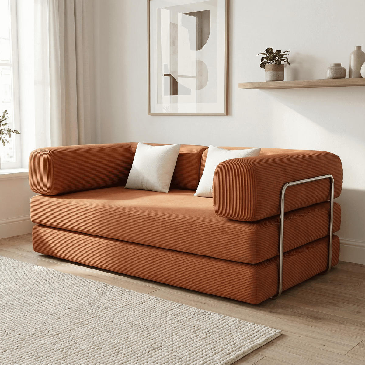 SCHLAFSOFA Kaia Orange Weiß - Orange, Textil (180/70/100cm) - COCO Living
