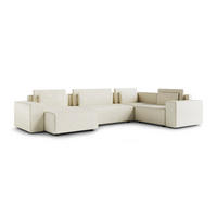 PANORAMASOFA Lorenzo 5 Sitzplätze Cremefarben - Weiß, Holz (378/85/236cm) - Petits-meubles