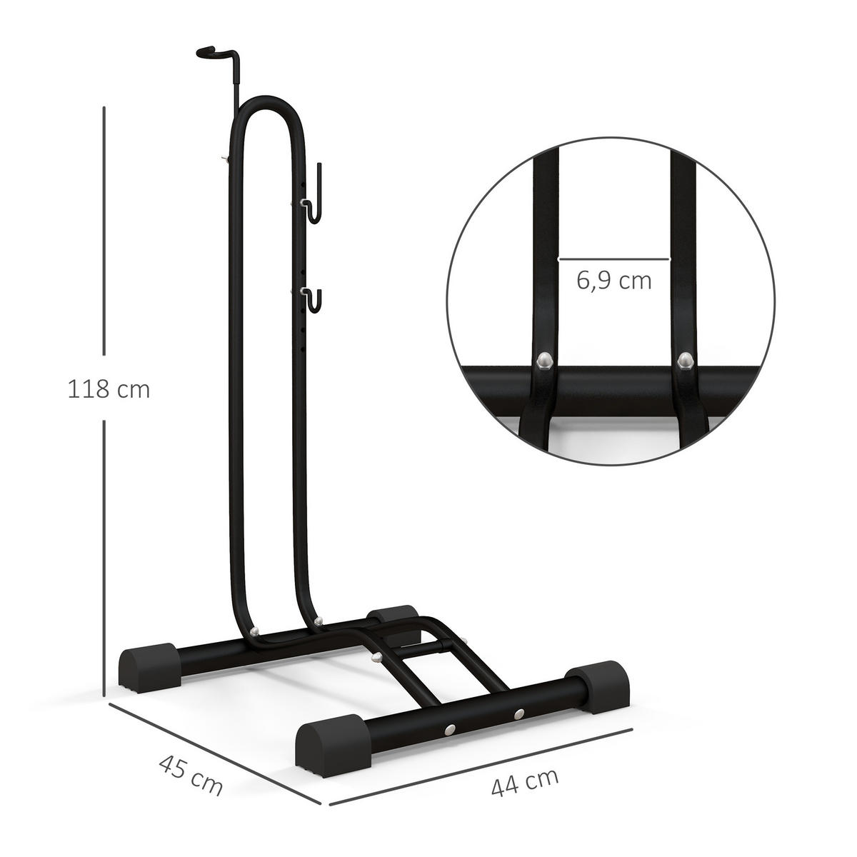FAHRRADSTÄNDER vertikal und horizontaler Radständer für 700c Fahrräder - Schwarz, Metall (44/118/45cm)