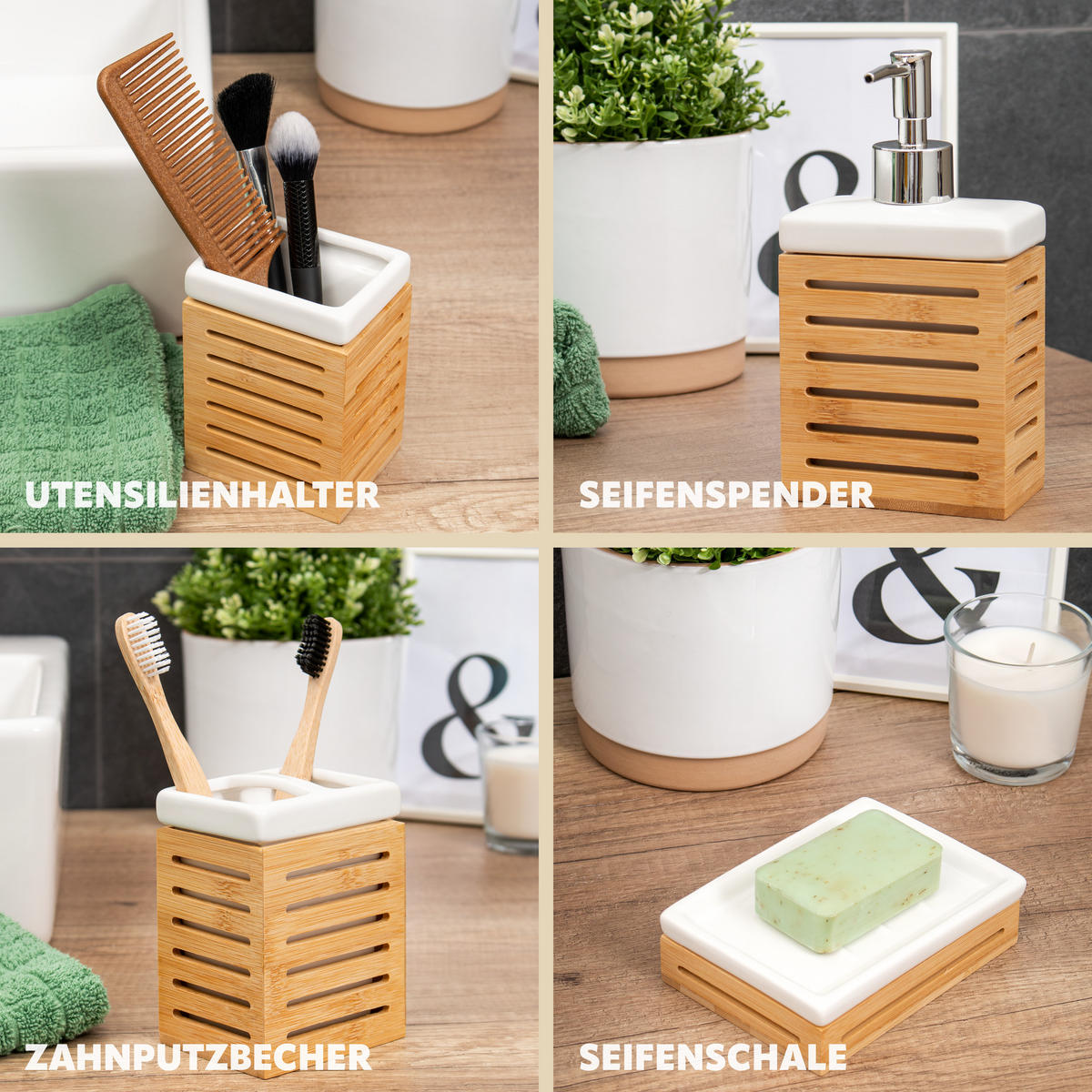 BADEZIMMER-SET, weiß - Weiß, Keramik (6.7/11.5/8.5cm) - bremermann