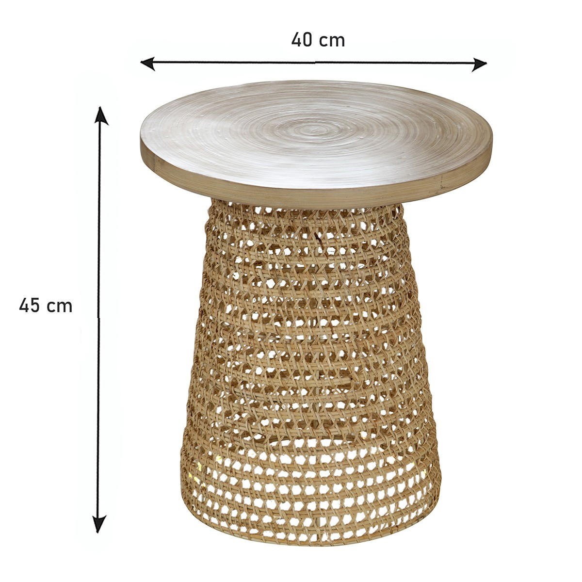 SOFAECKE mit Bambusplatte und Rattan-Fuß - Apfelbaumfarben, Naturmaterialen (40/40/45cm) - Calicosy