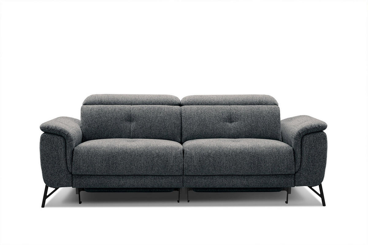 SOFA AVENA 3-Sitzer mit 2 Relaxfunktionen, dunkelgrau - Dunkelgrau, Holzwerkstoff/Textil (204/80/108cm) - Courtois Laville