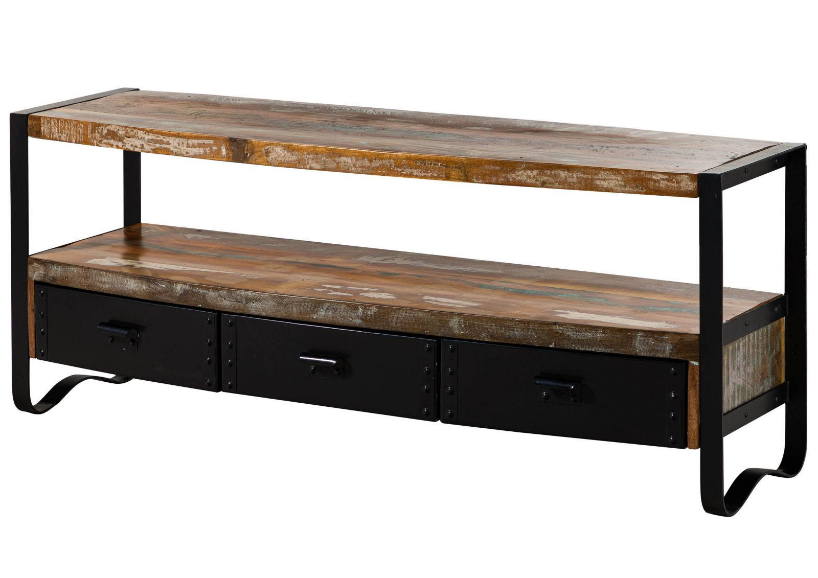 TV-BOARD Altholz 145x43x60 mehrfarbig lackiert INDUSTRIAL #05 - Multicolor, Holz (145/60/43cm) - Massivmoebel24