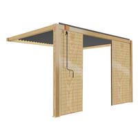 PERGOLA bioklimatisch mit 2 Trennwand, Holzfarbe und Grau - Braun, Metall (404/300cm) - Oviala