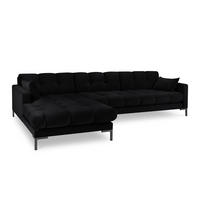 ECKSOFA links Mamaia aus Samt schwarz 5 Sitzplätze - Schwarz, Textil (185/293cm) - Micadoni