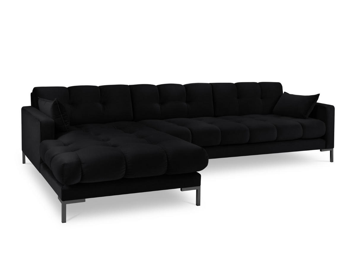 ECKSOFA links Mamaia aus Samt schwarz 5 Sitzplätze - Schwarz, Textil (185/293cm) - Micadoni