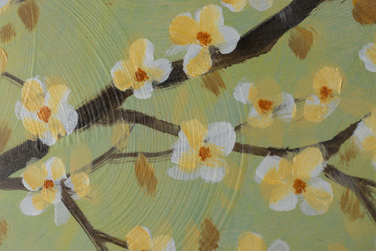 ACRYLBILD HANDGEMALT 120/80 cm - Gelb/Weiß, Holz/Textil (120/80cm) - KUNSTLOFT