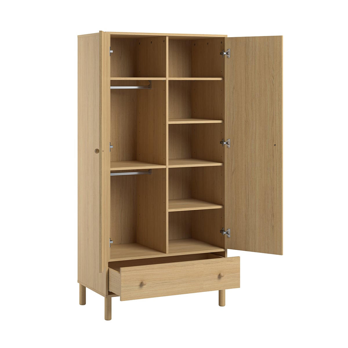 SCHRANK, 2 Türen und 1 Schublade Tela - H185 cm - Eschefarben, Holzwerkstoff (50/185/90cm) - Calicosy