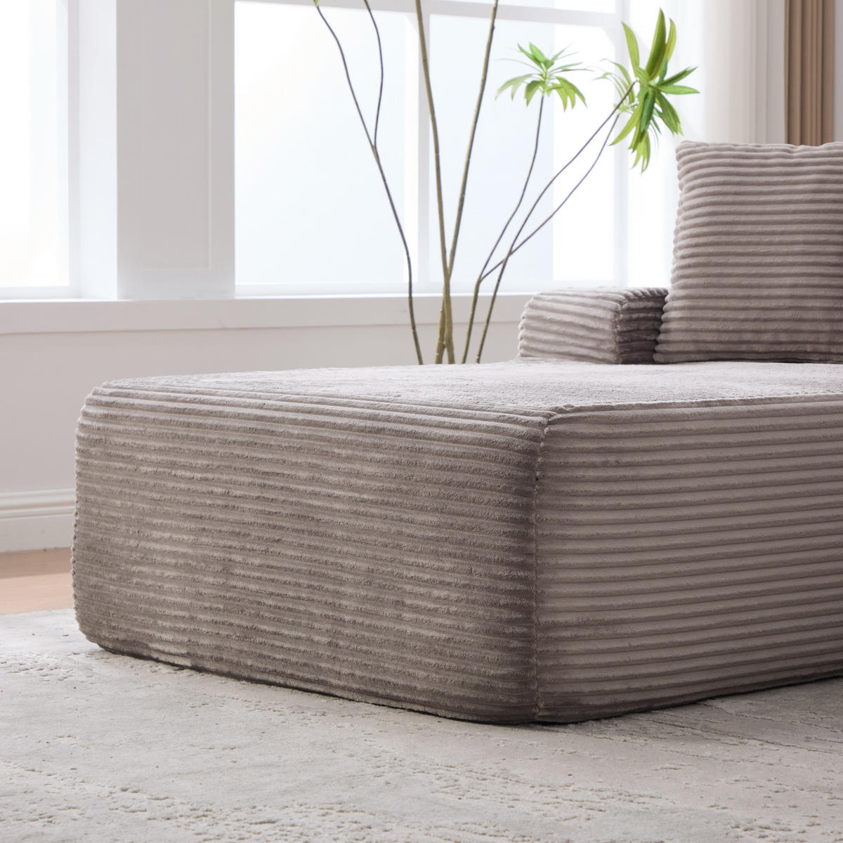 ECKSOFA 272/174/74.5 cm Grau mit 30D hochelastischem Schaumstoff und rutschfestem Boden - Grau, Textil (174/74.5/272cm) - Oxeza
