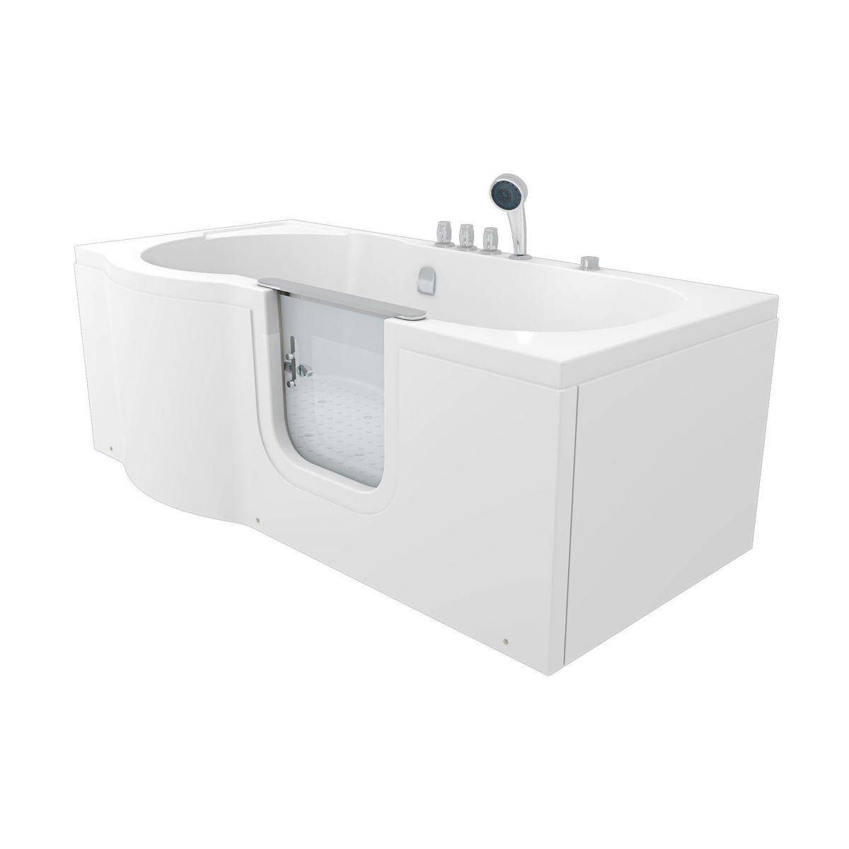 SITZBADEWANNE Senioren Wanne Sitzwanne mit Tür S12-TH-AIR-R 85x170 cm - Weiß, Glas/Kunststoff (170/60/85cm) - AcquaVapore by Sandra Jentho