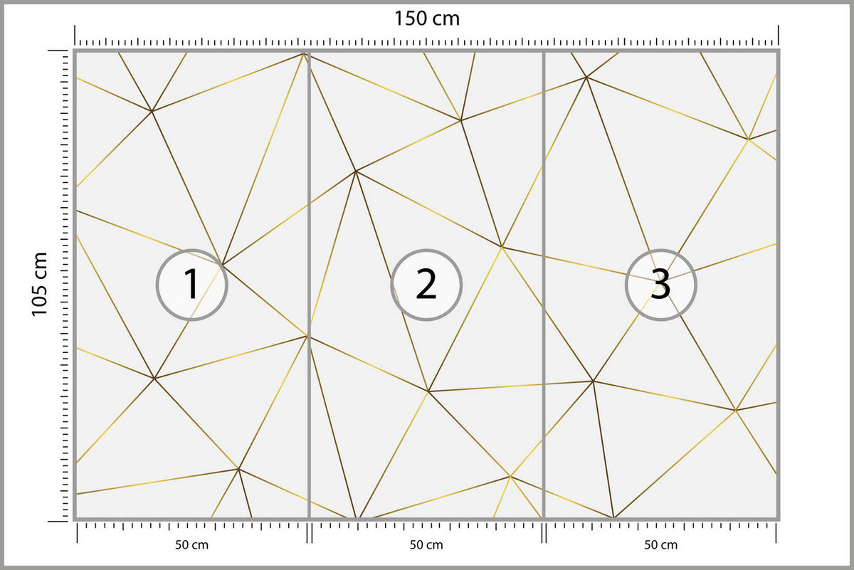 FOTOTAPETE Geometrische Abstraktion Glamour Stil 150x105 - Gelb/Beige, Papier (150/105cm) - Muralo