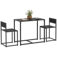 ESSTISCH- und Stuhlset, 3-teilig mit 2 stapelbaren Stühlen, für Küche, Wohnzimmer, Zuhause, schwarz - Brombeere, Metall (90/76/47cm)