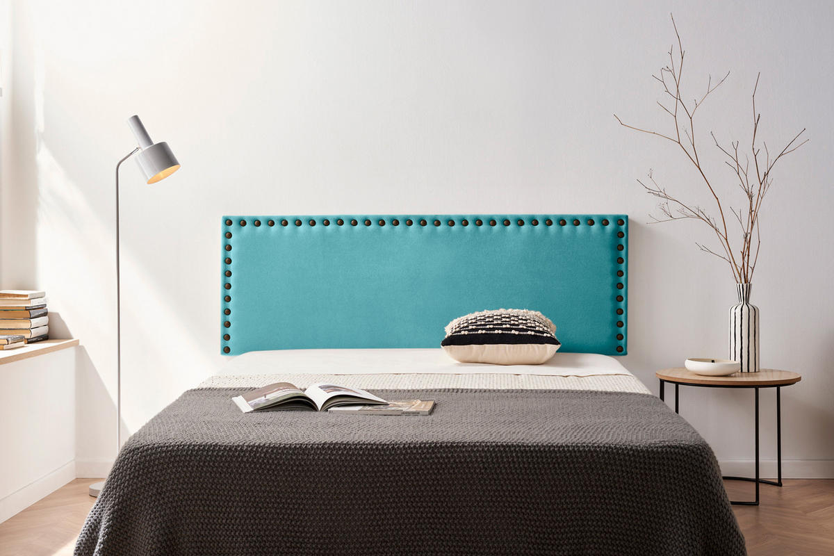 Kopfteil gepolstert MODENA Aqualine 100x55x8 cm - Türkis - Moonia - Türkis, Holz (100/8/55cm)