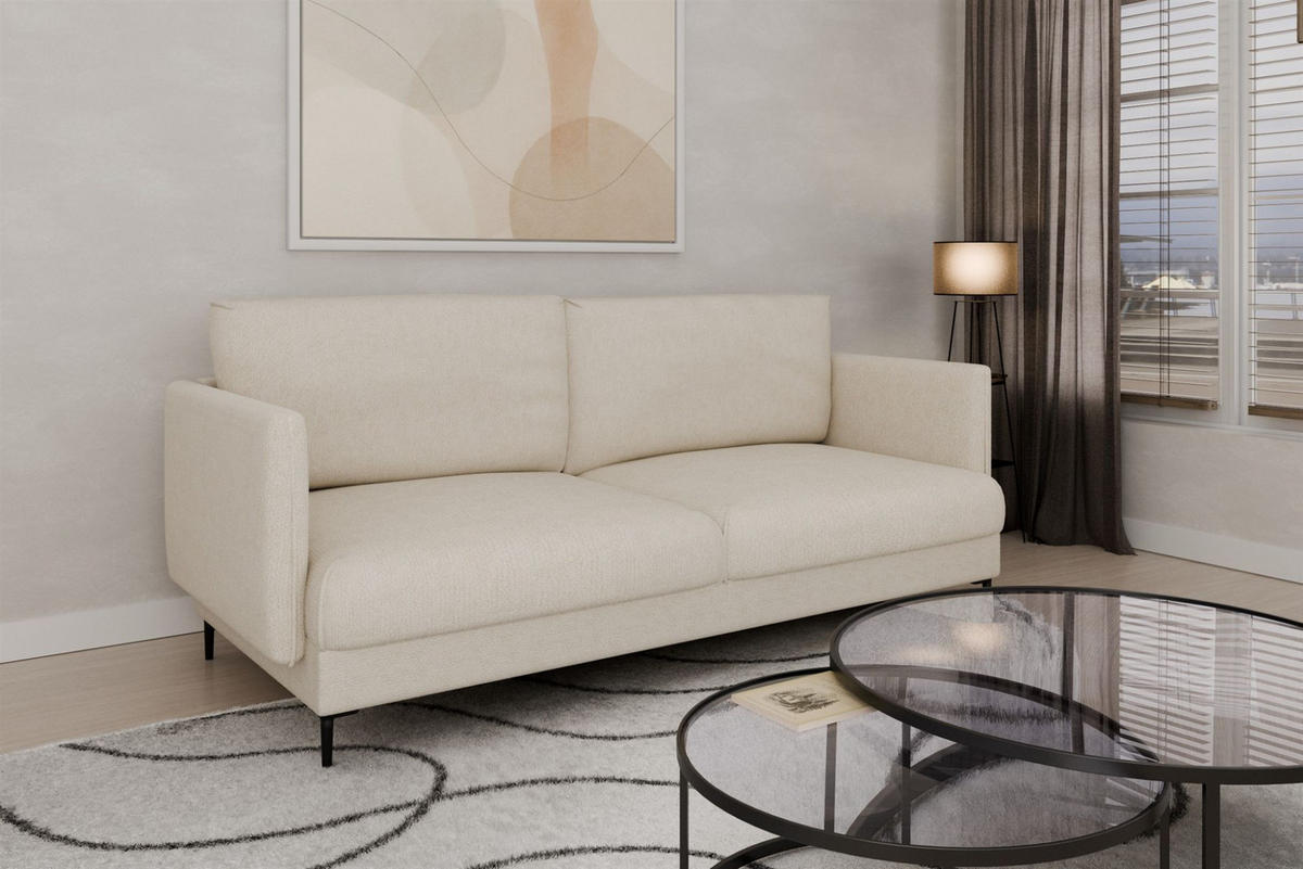 SOFA Helmer 3-sitzer In Stoff Vibe - Creme, Holzwerkstoff/Textil (226/95/95cm) - Fun Möbel