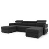 WOHNLANDSCHAFT U-Form Beni mit Schlaffunktion, Cord-Stoff Poso 135 Schwarz - Schwarz, Holzwerkstoff (286/60/166cm) - Idohome