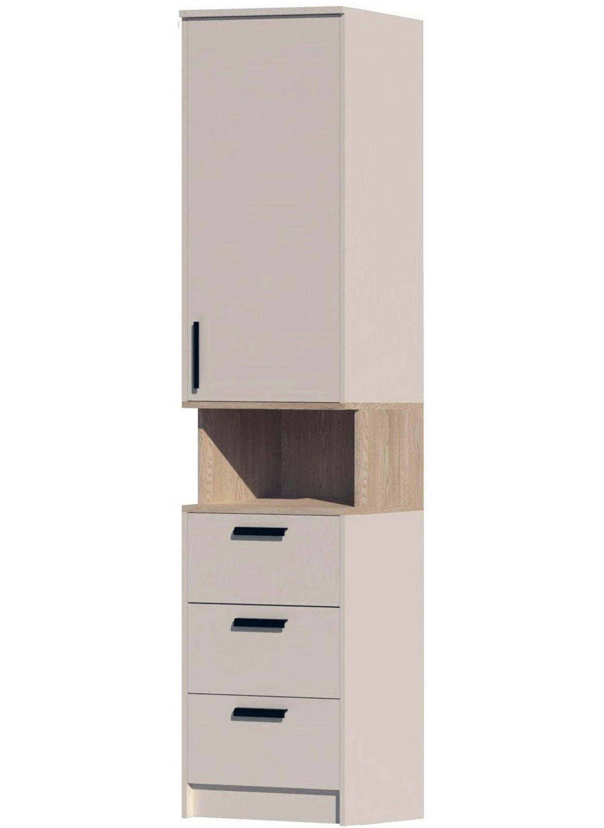 MEHRZWECKSCHRANK GRANT G6/C GRAUBEIGE CASHMERE 52/195/40 - Kaschmir/Schwarz, Glas/Holzwerkstoff (52/195/40cm) - Marmex Möbel