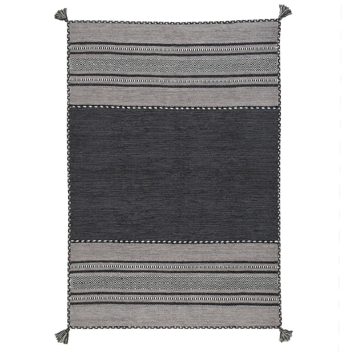 NATUR TEPPICH KELIM NAVARRO - Anthrazit, Textil (170/240cm) - Pergamon