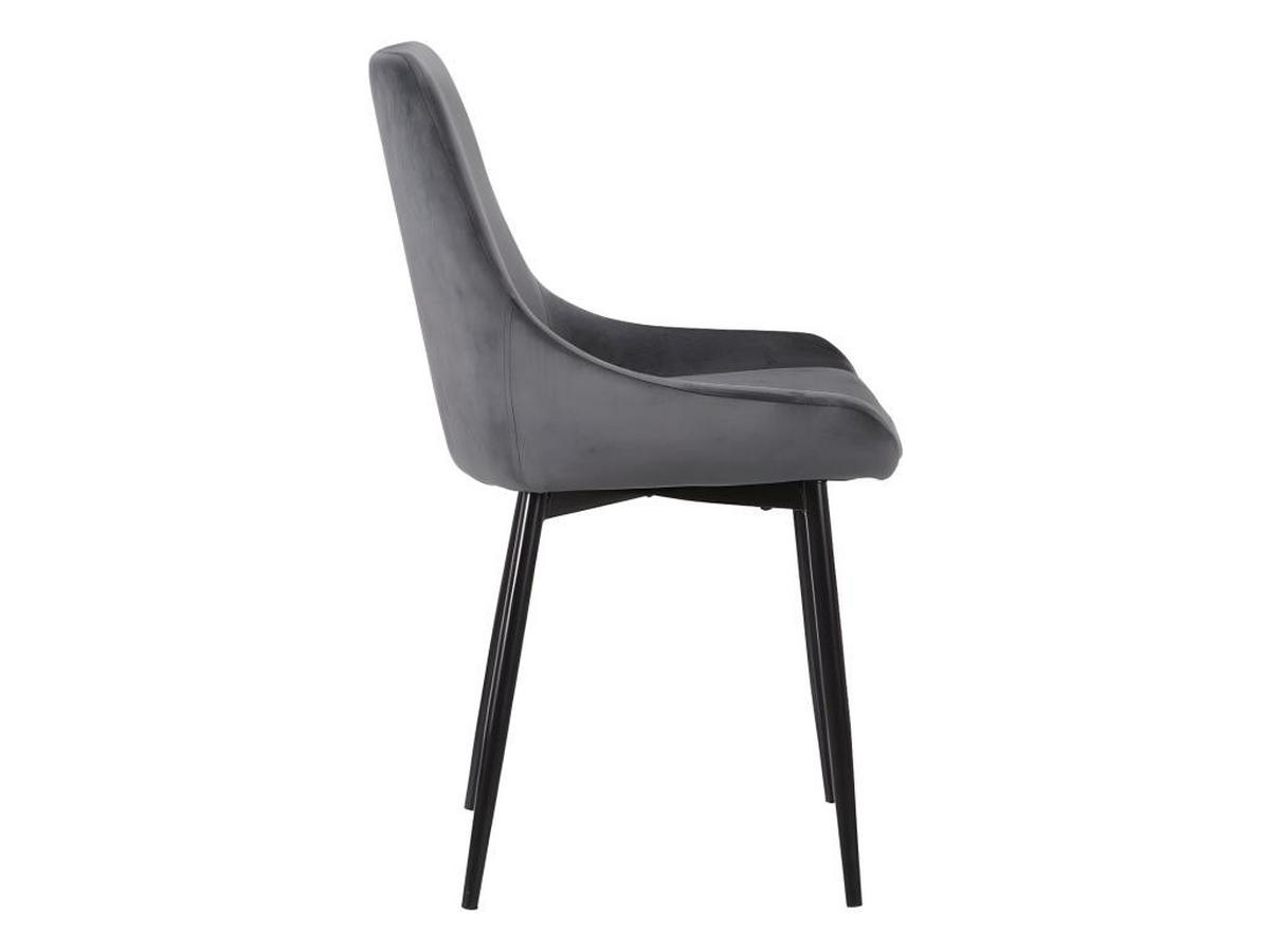 STUHL 2er-Set - Samt & Schwarzes Metall - Anthrazit - MASURIE - Anthrazit, Textil (56/85.5/49cm) - Vente-Unique