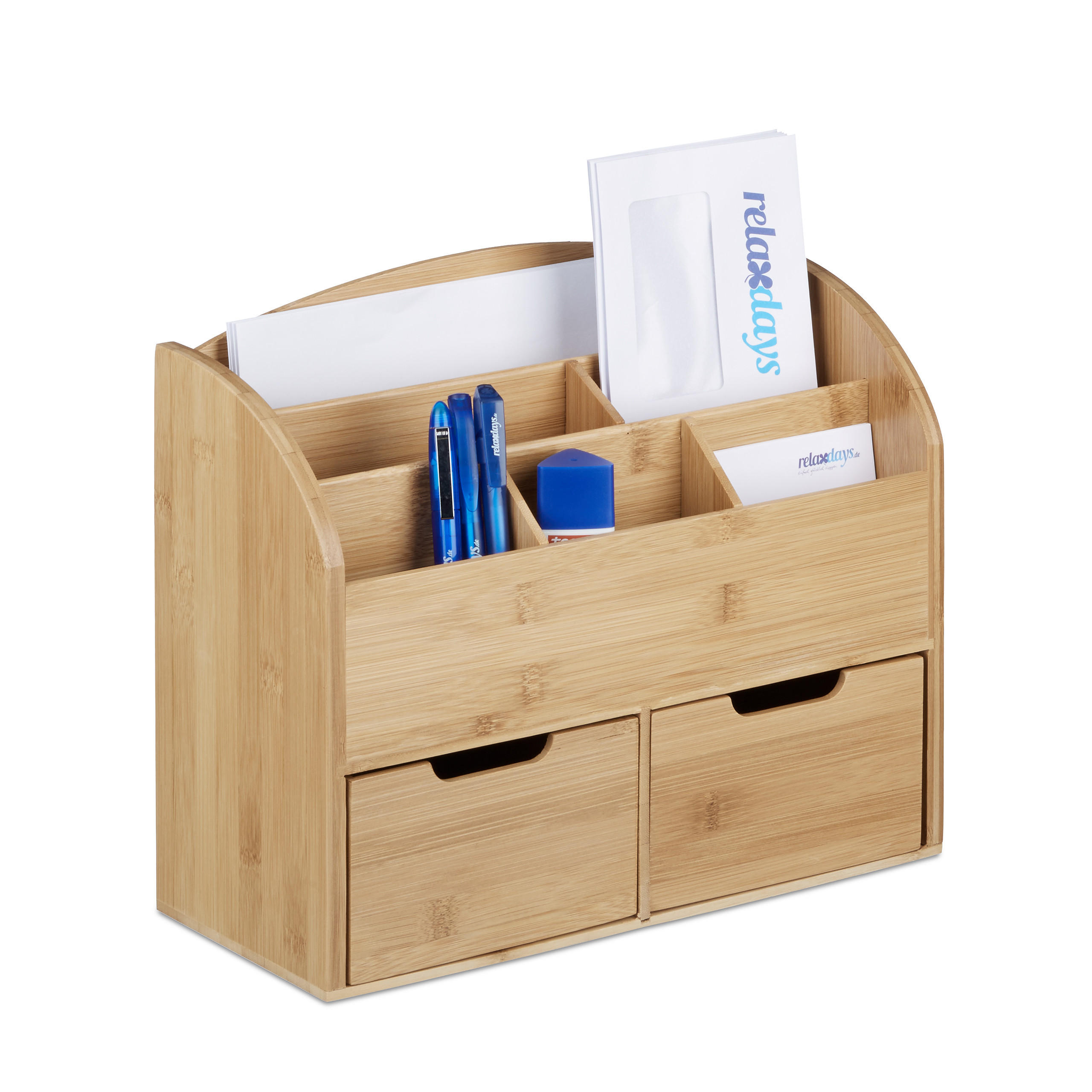 SCHREIBTISCH-ORGANIZER - Hellbraun, Holz (13.5/33/25.5cm) - Relaxdays