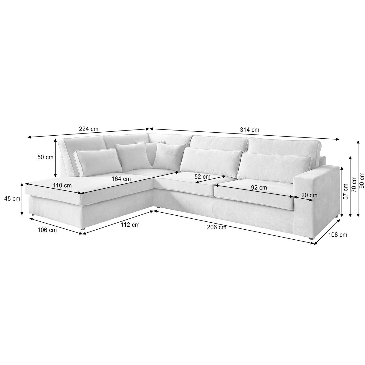ROHOVÁ pohovka Parma bez funkce spaní, cappuccino, levá - černá/kapučínová, textil (314/224cm) - Beautysofa