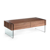 COUCHTISCH Rechteckig Glas , Walnuss 127/59/41 cm - Transparent/Nussbaumfarben, Glas/Holz (59/127/41cm) - ANGEL CERDA