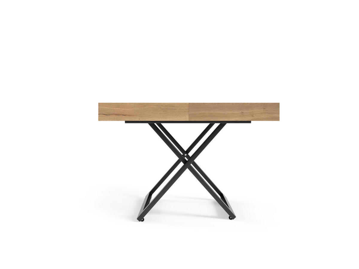 COUCHTISCH SANNA U - Hellbraun/Schwarz, Holzwerkstoff/Metall (80/120/27cm) - Meblini