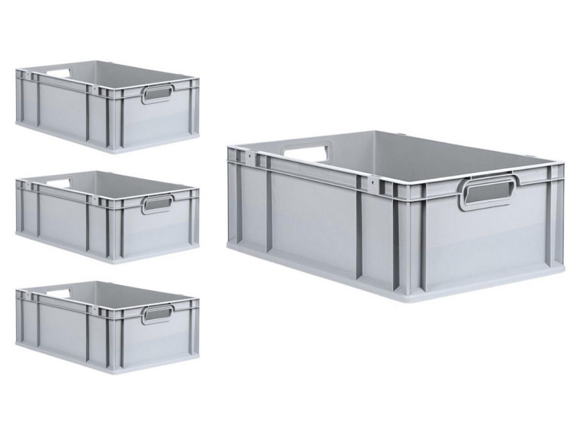 EUROBOX 4x Nextgen Economy Griffe Offen 22x40x60cm 44 Liter - Grau, Kunststoff (40/22/60cm) - PROREGAL