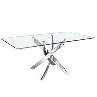 ESSTISCH Rechteckig Glas | Stahl 150/95/75 cm - Edelstahlfarben/Transparent, Metall (95/150/75cm) - ANGEL CERDA