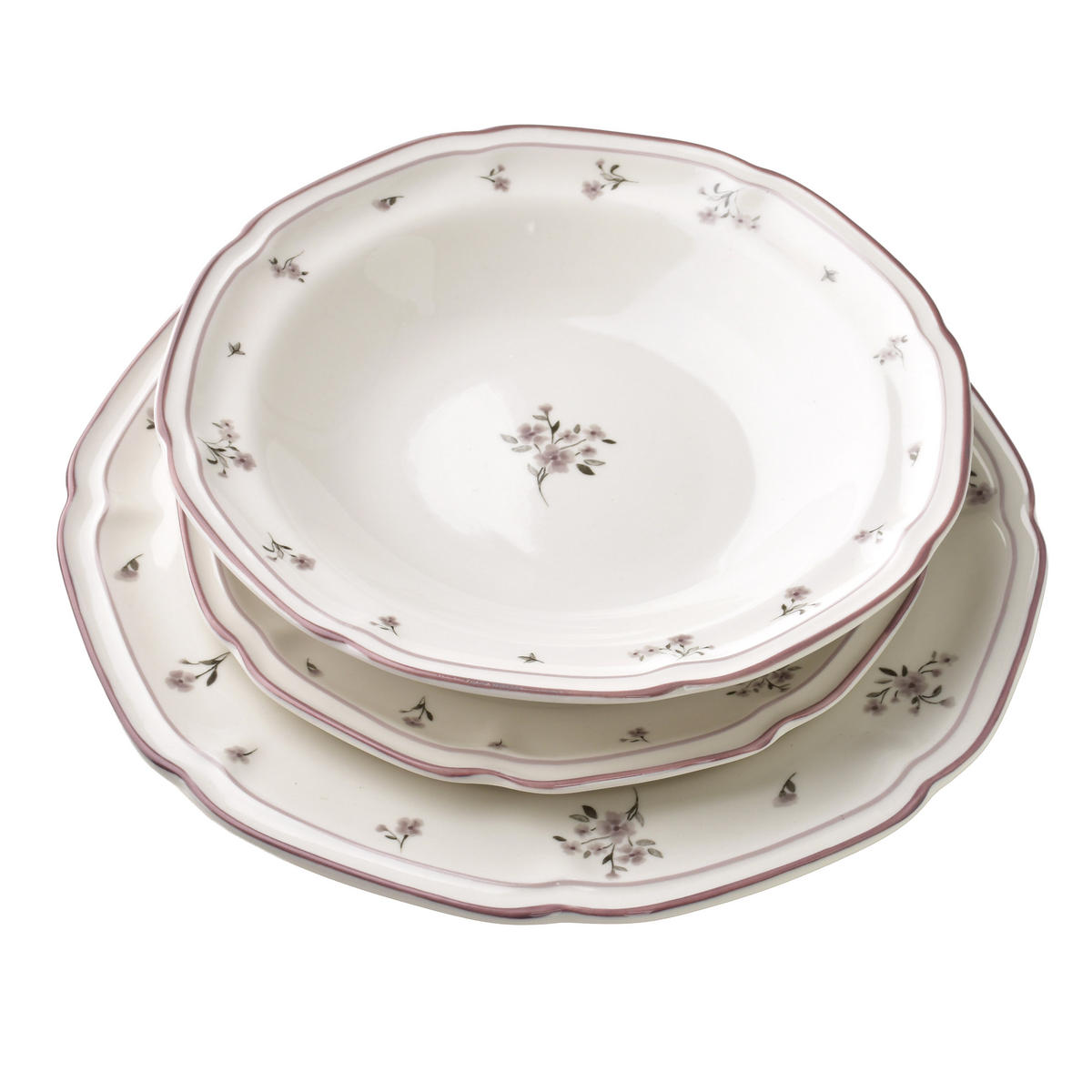 TELLER Rosalie Weiß 22x22x3.8 cm Porzellan - Weiß, Keramik (22cm) - Mondex
