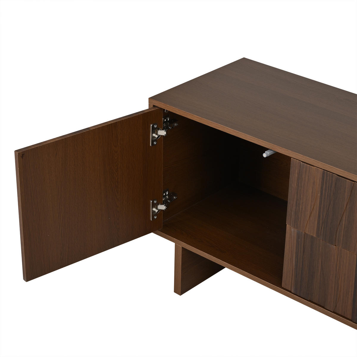 LOWBOARD DE-40412 4 Schubladen mit Wellen-Design Walnuss - Walnussfarben, Holzwerkstoff (180/56/40cm) - ComfortXL