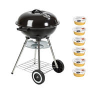 HOLZKOHLEGRILL Nottingham Kugelgrill Schwarz 44cm, BBQ Grill, Rundgrill, Outdoor Grill, Kohlegrill, Gartengrill, Standgrill, Campinggrill, Grillwagen - Schwarz, Metall (44/75/44cm) - BBQ Boss