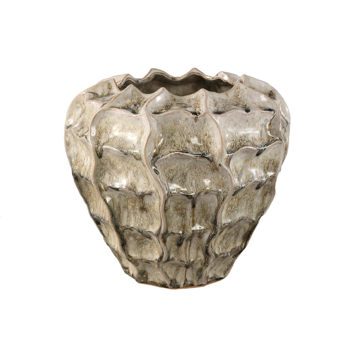 TOPF Cedric Beige 30/30/28cm - Beige, Keramik (28cm) - PTMD Collection