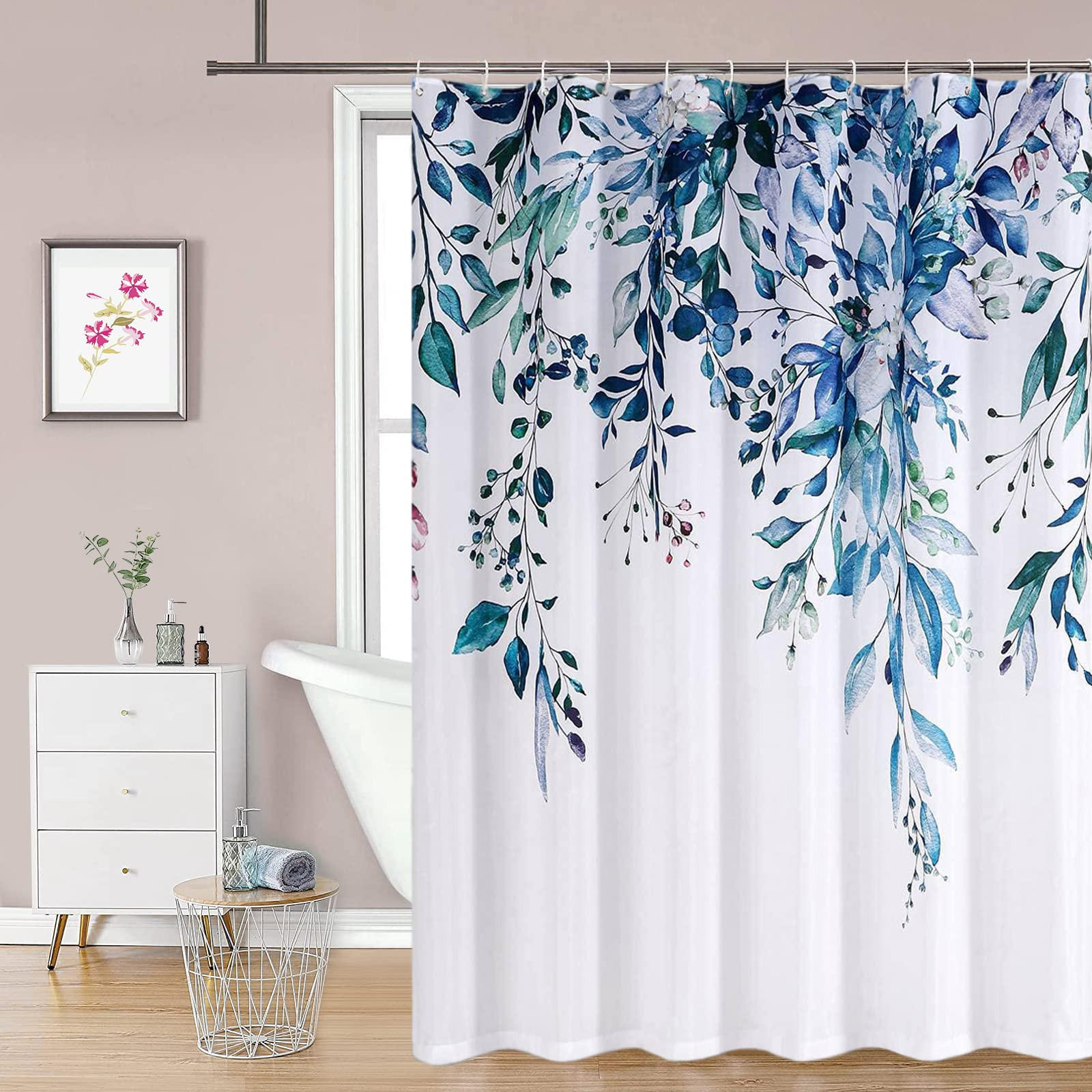 DUSCHVORHANG Blau Polyester bedruckt ohne Bohren mit Haken Badezimmer - Blau, Textil (180/180cm) - MCBOSON