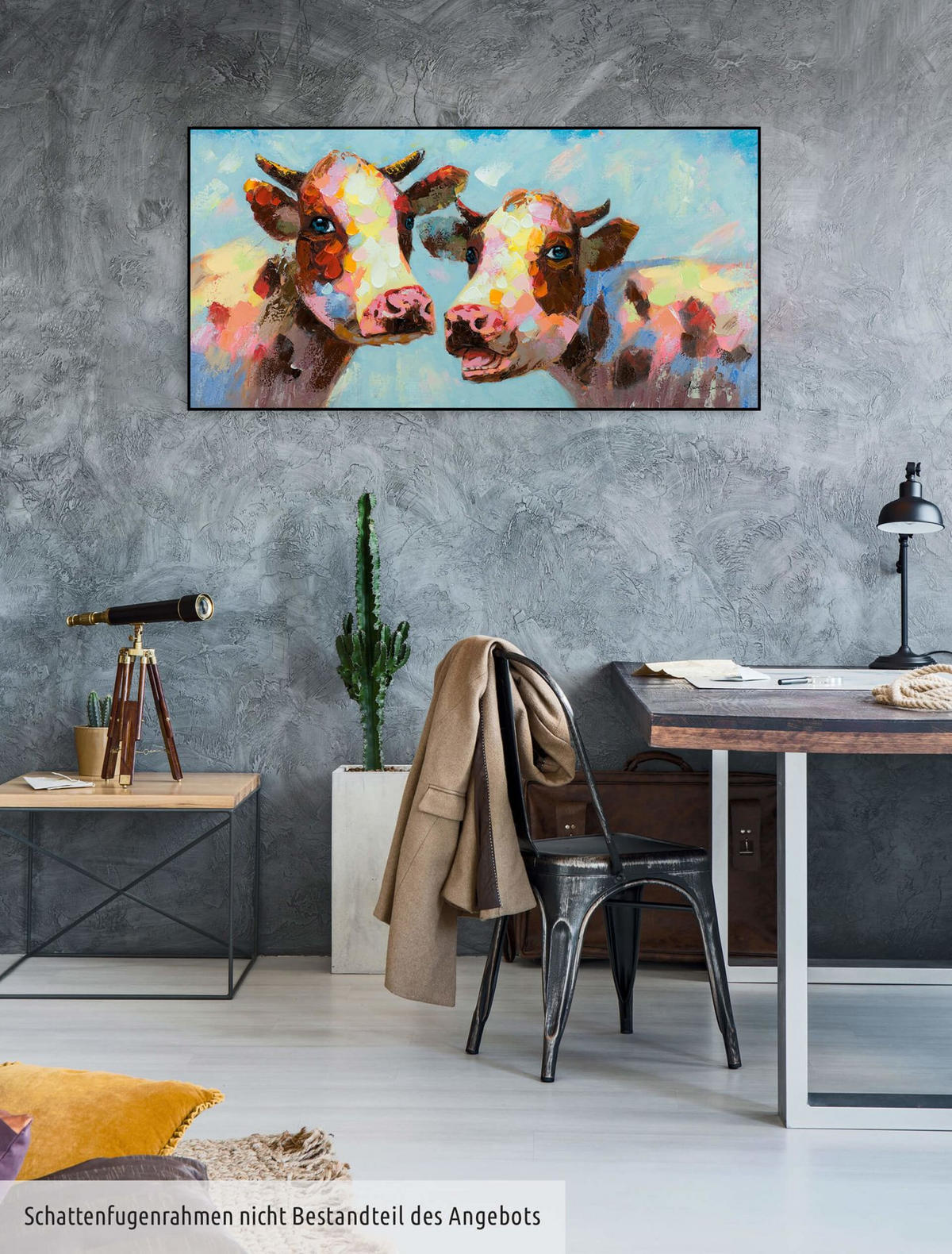 ÖLGEMÄLDE 120/60 cm - Blau/Gelb, Holz/Textil (120/60cm) - KUNSTLOFT