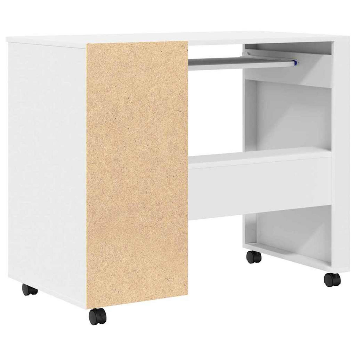 TISCH Mit Rädern Mit Regal Weiss 91/50/77 Cm Holzwerkstoff - Weiß, Holzwerkstoff (91/50/77cm) - vidaXL