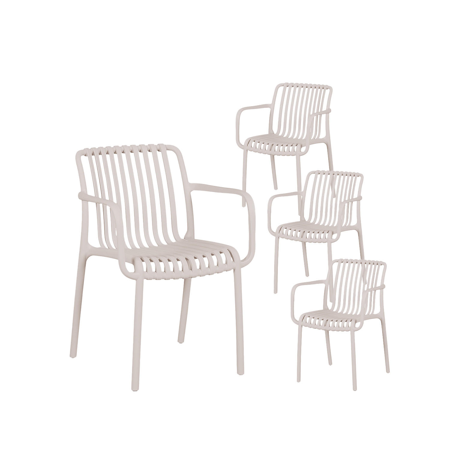 GARTENSTUHL Ollie Beige 57 cm x 80 cm 4er-Set - Beige, Kunststoff (57/80/61cm) - Klast Home