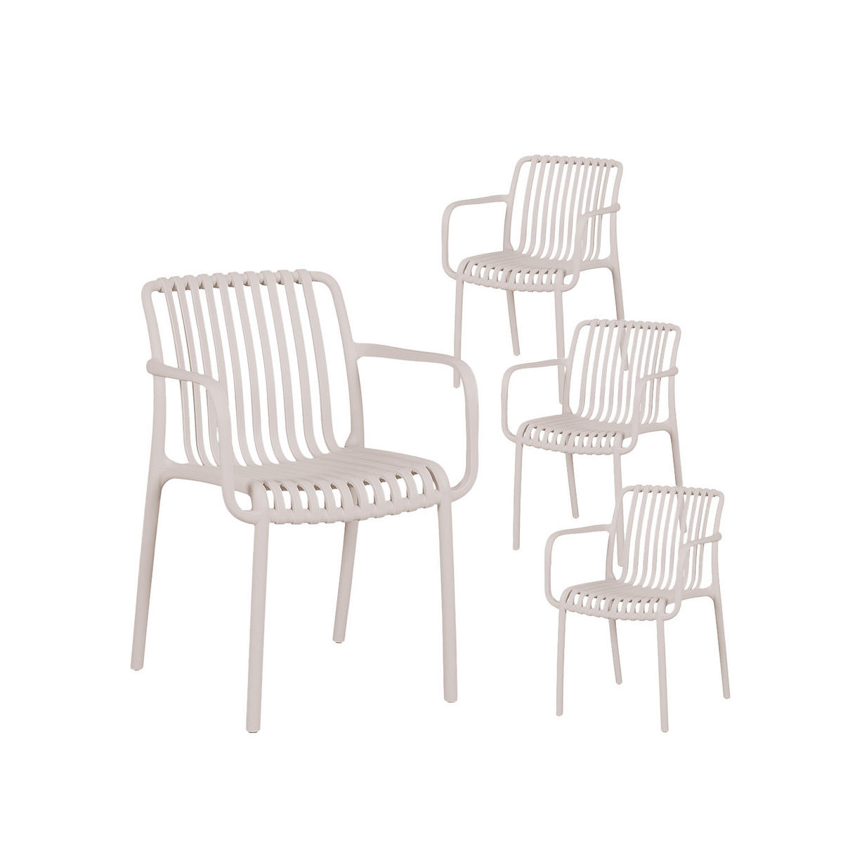 GARTENSTUHL Ollie Beige 57 cm x 80 cm 4er-Set - Beige, Kunststoff (57/80/61cm) - Klast Home