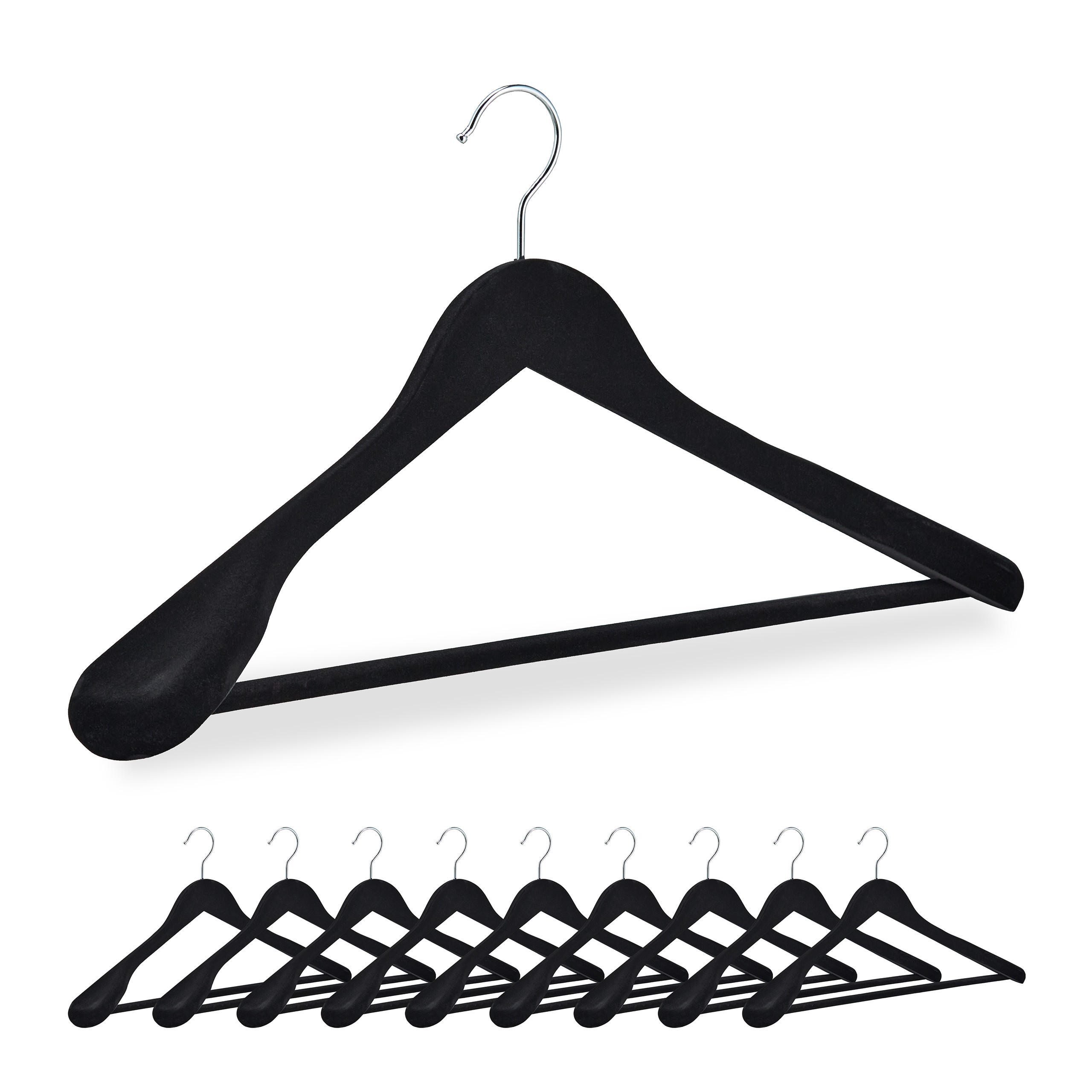 UMERASE Negru catifea set-10 bucăți cu bară pentru pantaloni